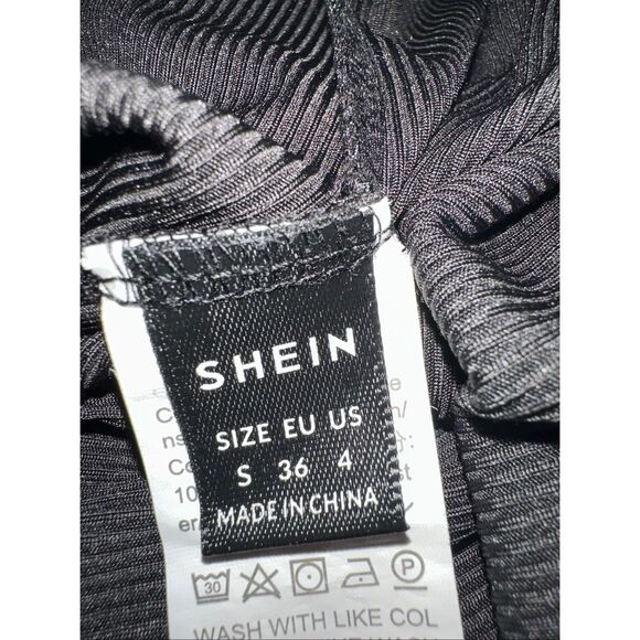 SHEIN SXY Cut Out Waist Ribbed Knit Bodycon Black Dress Women’s Size Small - Picture 8 of 8